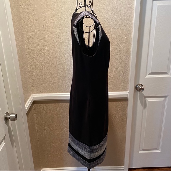 WHBM SLEEVELESS BLACK TWEED BORDER SHEATH DRESS - Picture 5 of 8